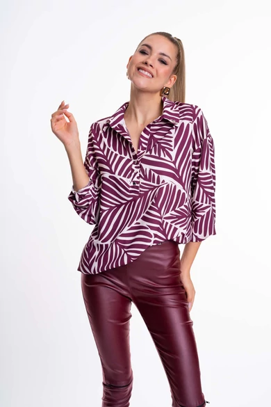 Mayo Chix - Barcelona Mintás Bordó Blúz