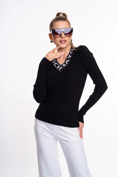 Mayo Chix - Vulkán Fekete Kötött Pulóver