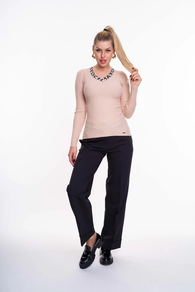 Mayo Chix - Vulkán Bézs Kötött Pulóver