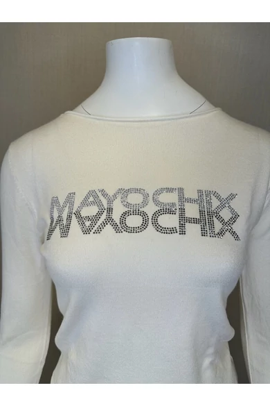 Mayo Chix - Nápoly Ecrü Kötött Pulóver/Tükör Strassz