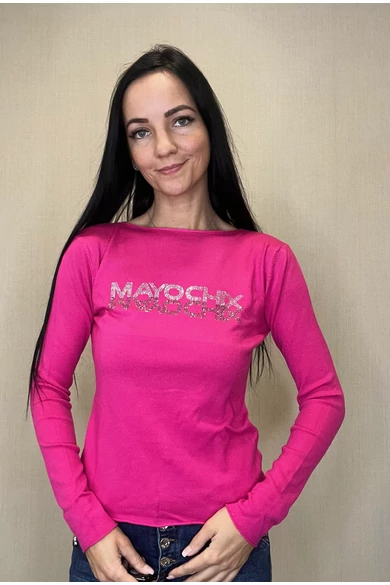 Mayo Chix - Nápoly Pink Kötött Pulóver/Tükör Strassz