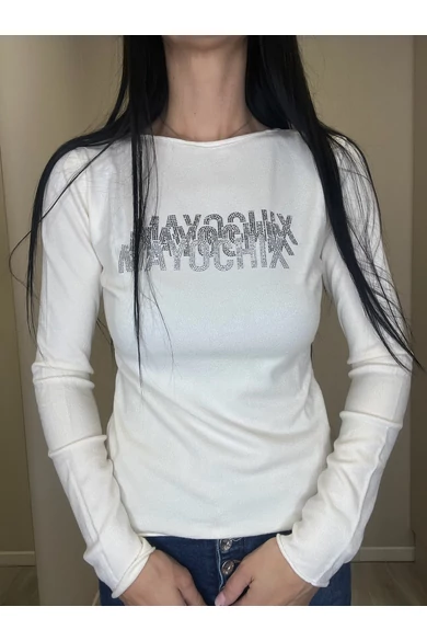 Mayo Chix - Nápoly Ecrü Kötött Pulóver/3Strasszos