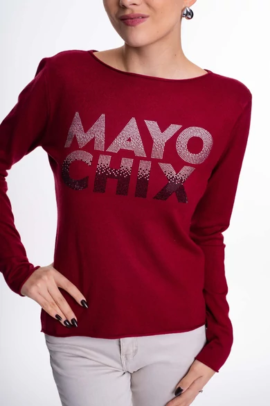 Mayo Chix - Nápoly Bordó Pulóver/Átmenetes Strassz