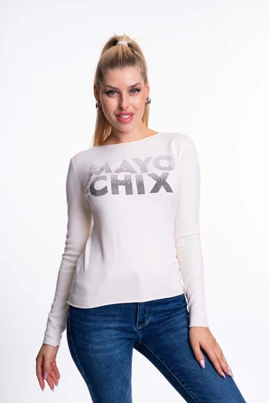 Mayo Chix - Nápoly Ecrü Pulóver/Átmenetes Strassz