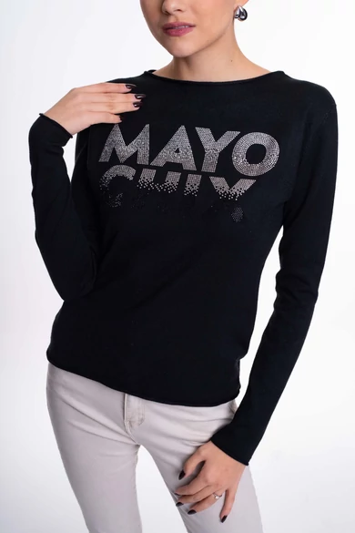 Mayo Chix - Nápoly Fekete Pulóver/Átmenetes Strassz