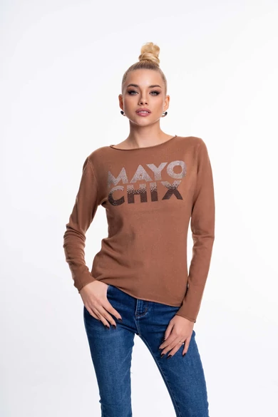 Mayo Chix - Nápoly Karamell Pulóver/Átmenetes Strassz
