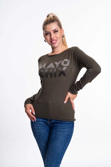 Mayo Chix - Nápoly Sötétkeki Pulóver/Átmenetes Strassz