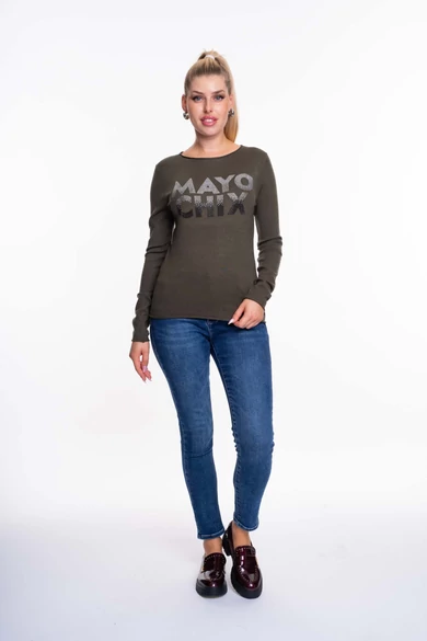 Mayo Chix - Nápoly Sötétkeki Pulóver/Átmenetes Strassz