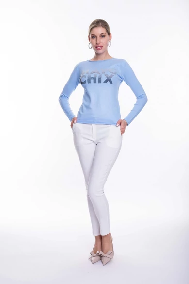 Mayo Chix - Nápoly Világoskék Pulóver/Átmenetes Strassz