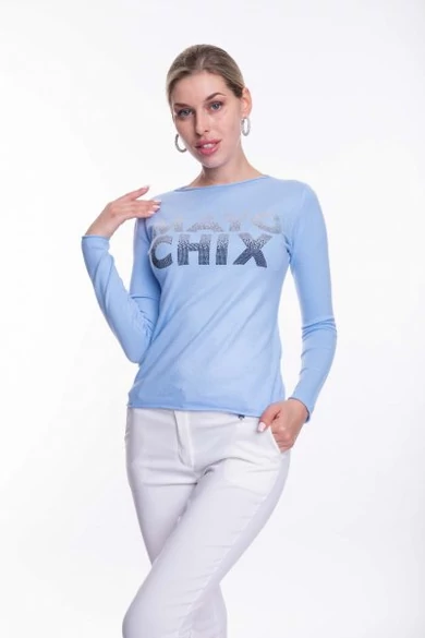 Mayo Chix - Nápoly Világoskék Pulóver/Átmenetes Strassz