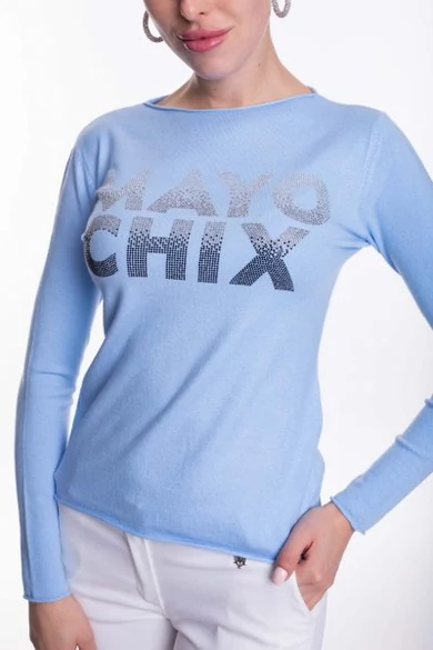 Mayo Chix - Nápoly Világoskék Pulóver/Átmenetes Strassz