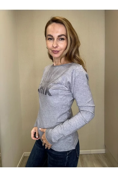 Mayo Chix - Nápoly Szürke Pulóver/Átmenetes Strassz