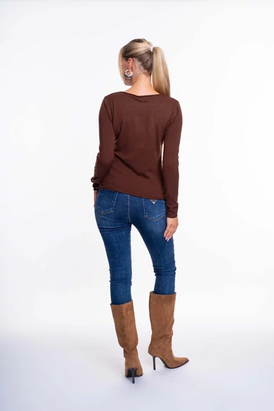 Mayo Chix - Nápoly Sötétbarna Pulóver/Átmenetes Strassz