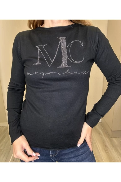 Mayo Chix - Nápoly Fekete Pulóver/Nagystrasszos