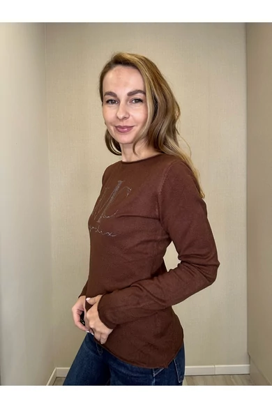 Mayo Chix - Nápoly Sötétbarna Pulóver/Nagystrasszos