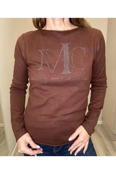 Mayo Chix - Nápoly Sötétbarna Pulóver/Nagystrasszos