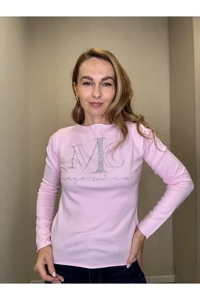 Mayo Chix - Nápoly Halványrózsaszín Pulóver/Nagystrasszos