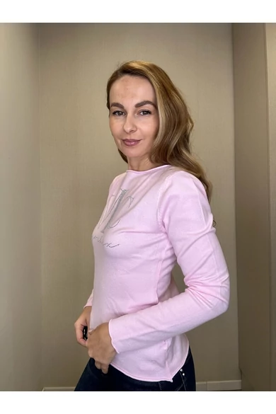 Mayo Chix - Nápoly Halványrózsaszín Pulóver/Nagystrasszos