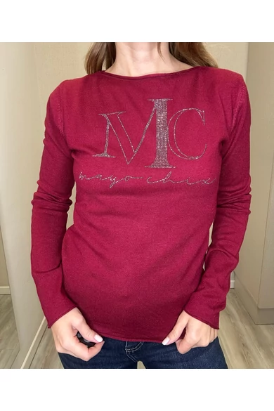 Mayo Chix - Nápoly Bordó Pulóver/Nagystrasszos