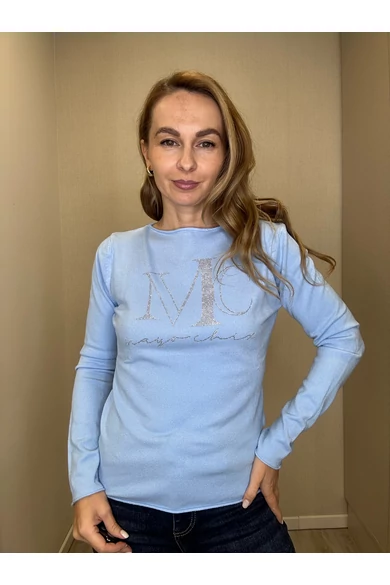 Mayo Chix - Nápoly Világoskék Pulóver/Nagystrasszos