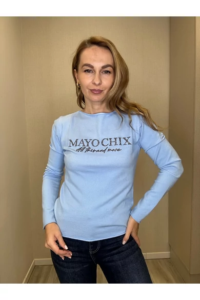 Mayo Chix - Nápoly Világoskék Pulóver/Glitter