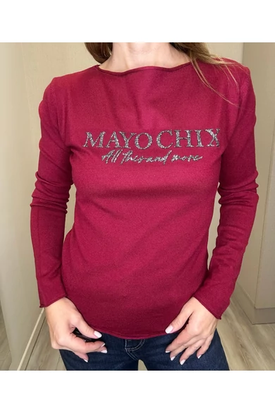 Mayo Chix - Nápoly Bordó Pulóver/Glitter