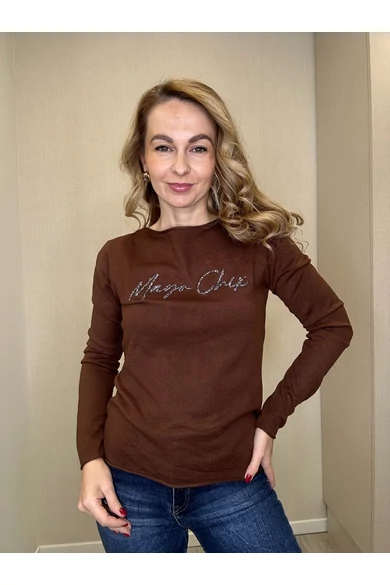 Mayo Chix - Nápoly Sötétbarna Kötött Felső/Glitter