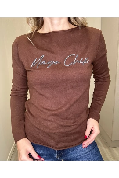 Mayo Chix - Nápoly Sötétbarna Kötött Felső/Glitter