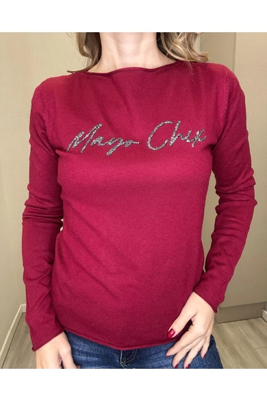 Mayo Chix - Nápoly Bordó Kötött Felső/Glitter