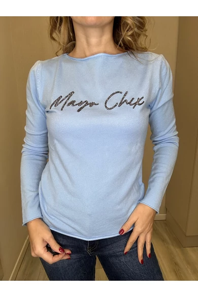 Mayo Chix - Nápoly Világoskék Kötött Felső/Glitter