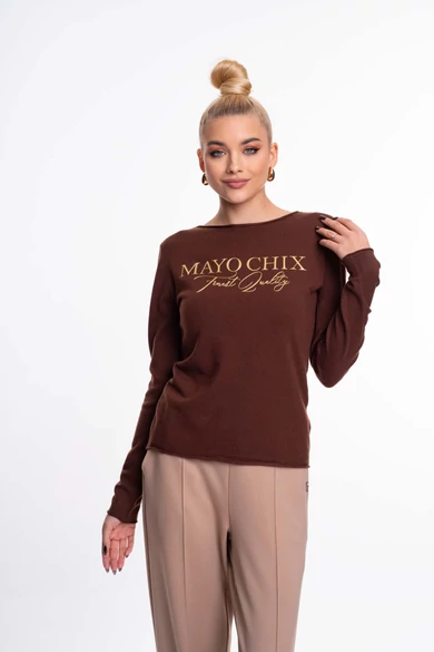 Mayo Chix - Nápoly Sötétbarna Pulóver/Dombornyomott