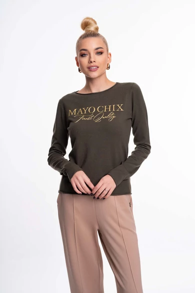 Mayo Chix - Nápoly Sötétkeki Pulóver/Dombornyomott