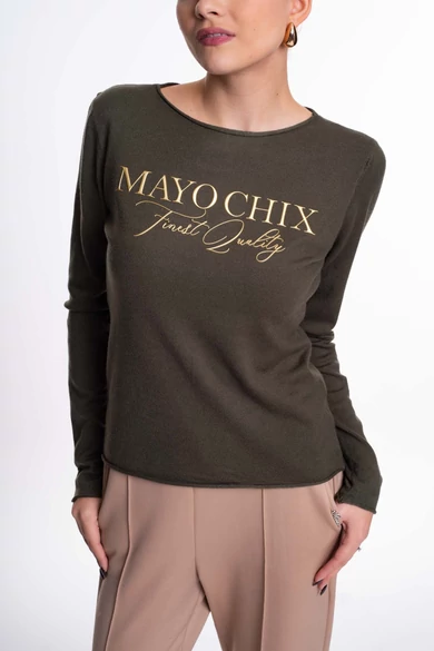 Mayo Chix - Nápoly Sötétkeki Pulóver/Dombornyomott