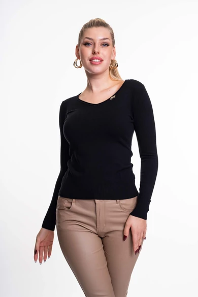 Mayo Chix - Wessex Fekete Kötött Pulóver/Fv.