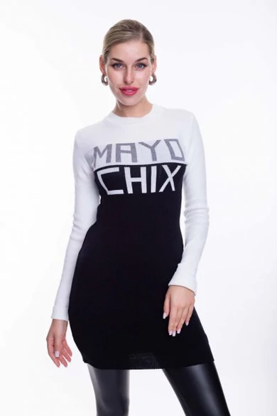 Mayo Chix - Mccartney Fehér-Fekete Kötött Tunika