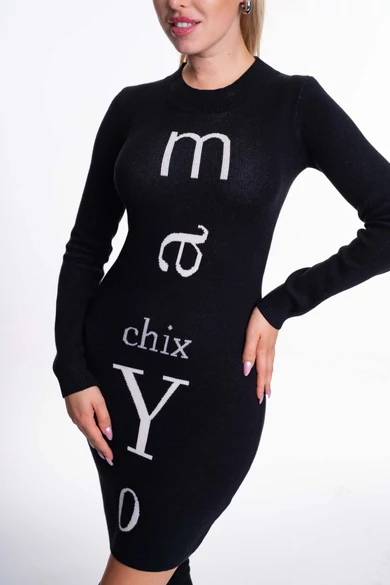 Mayo Chix - Kiss Fekete Kötött Ruha