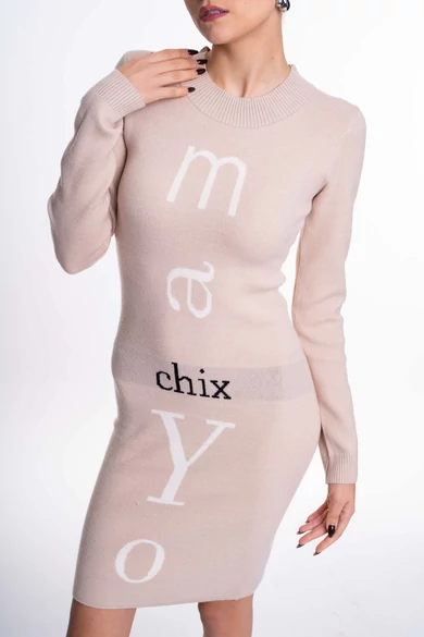 Mayo Chix - Kiss Bézs Kötött Ruha