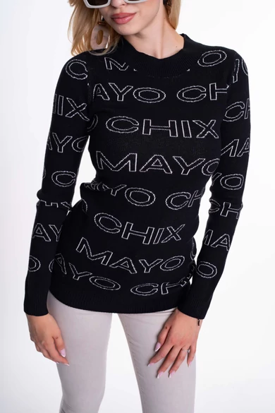 Mayo Chix - Pear Fekete-Bézs Kötött Pulóver