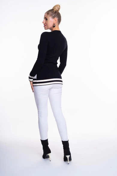 Mayo Chix - Corona Fekete-Ecrü Kötött Pulóver