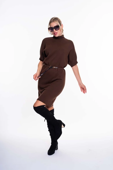 Mayo Chix - Clio Sötétbarna Kötött Ruha