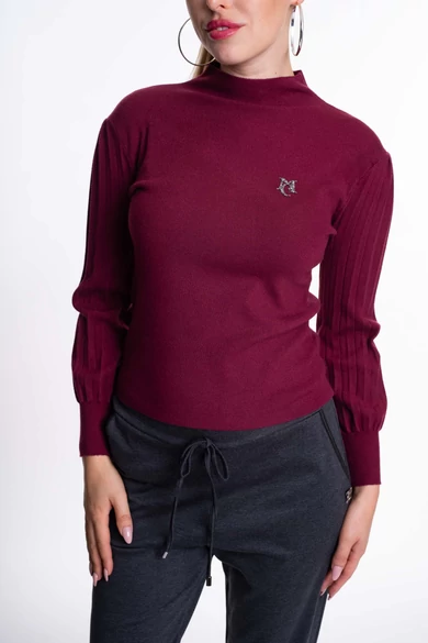 Mayo Chix - Csobánka Bordó Kötött Pulóver