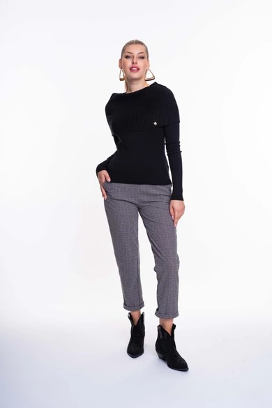 Mayo Chix - Rubic Fekete Kötött Pulóver