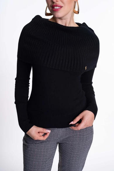 Mayo Chix - Rubic Fekete Kötött Pulóver