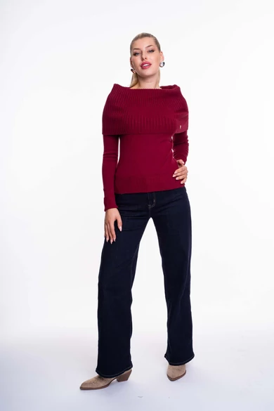 Mayo Chix - Rubic Bordó Kötött Pulóver