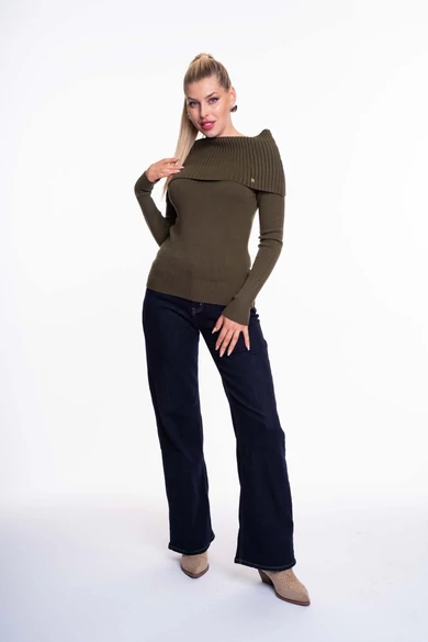 Mayo Chix - Rubic Sötétkeki Kötött Pulóver