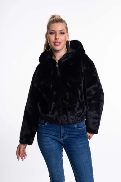 Mayo Chix - Antique Fekete Műszőrme Dzseki