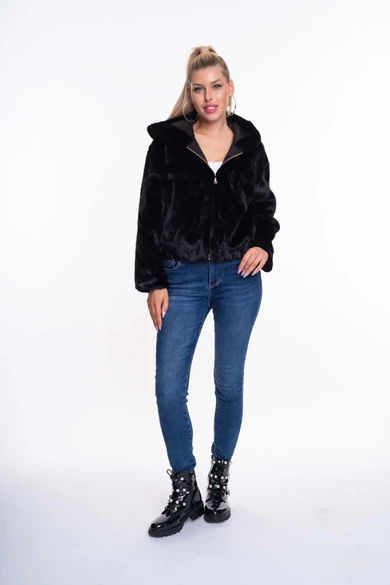 Mayo Chix - Antique Fekete Műszőrme Dzseki