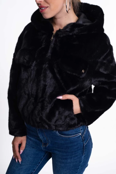 Mayo Chix - Antique Fekete Műszőrme Dzseki