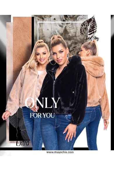 Mayo Chix - Extra Fekete Műszőrme Dzseki