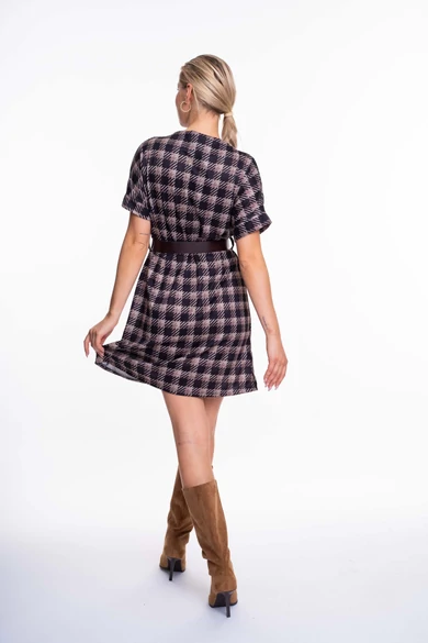 Mayo Chix – Lídia Kockás Sötétbarna-Fangó Ruha